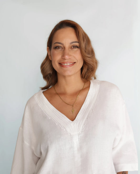 Te Ua Linen Top - Ma White