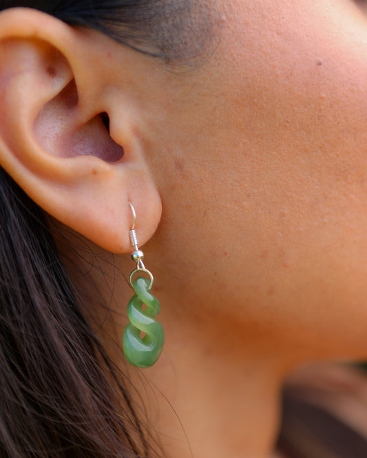 Pikorua - Pounamu Greenstone Earrings